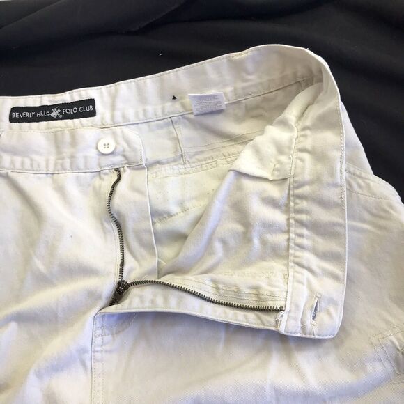 White Cargo Shorts Beverly Hills Polo Club 39 40 Mens Cotton Denim Chino Preppy - Picture 8 of 13